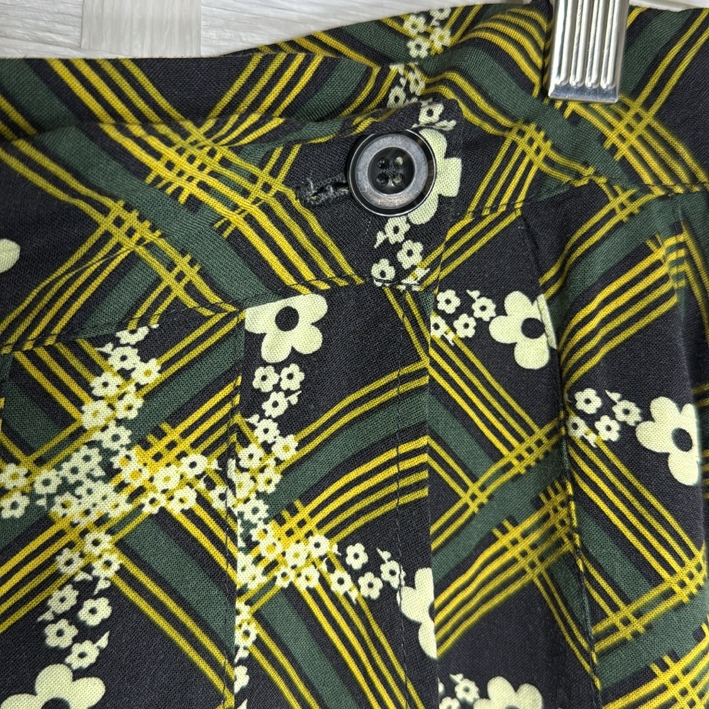 Urban Outfitters Plaid Floral Emerson Print Pleated Wrap Mini Skirt Size Large - Picture 5 of 11